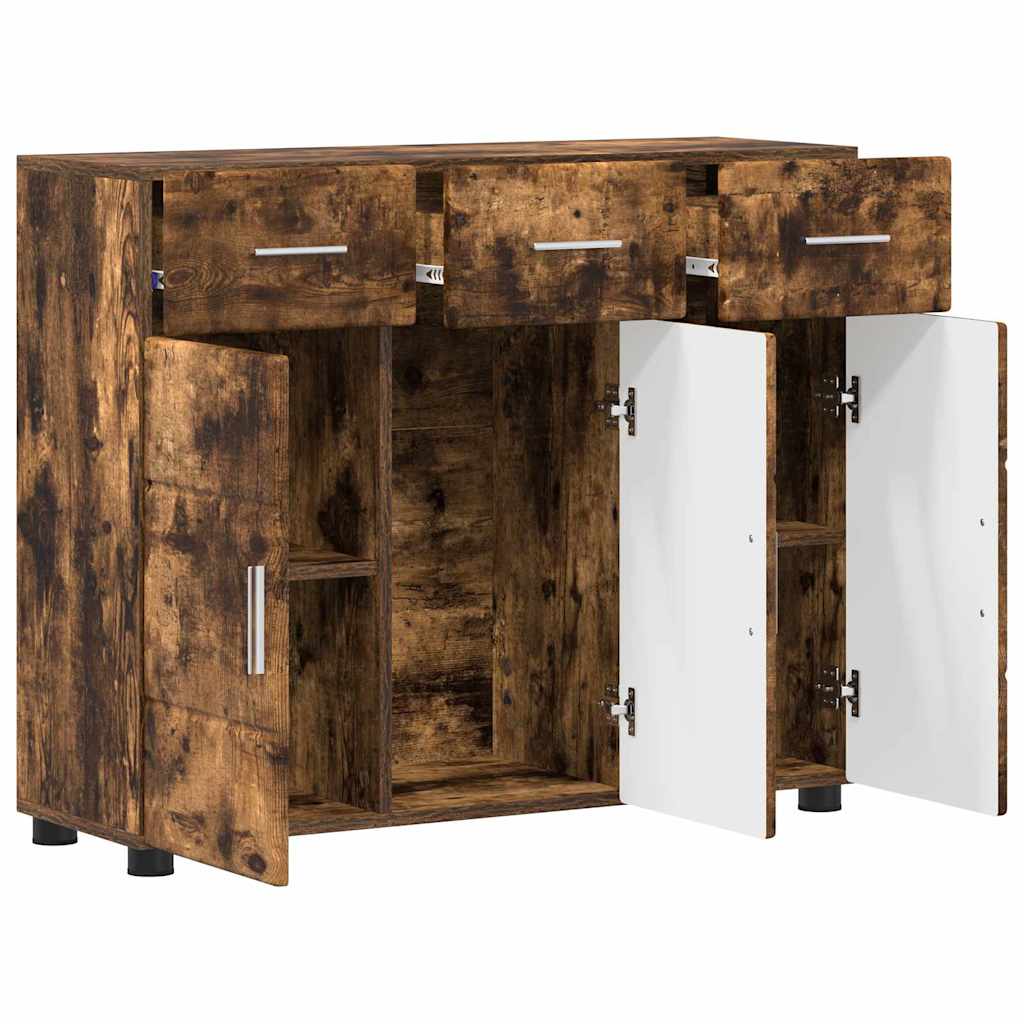 FLORIN Sideboard with Door Smoked Oak Finish 88.5 X 30.5 X 73 Cm