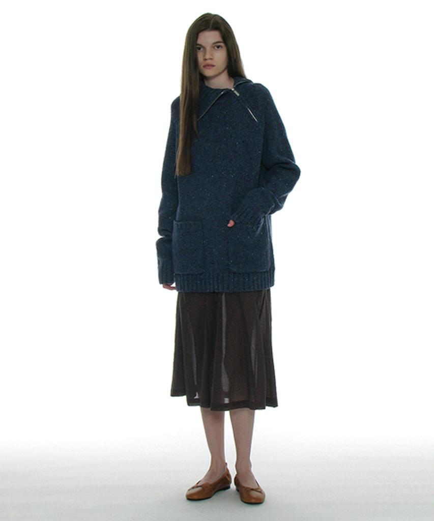 Partimento Woman Sheer Gored Midi Skirt_Charcoal