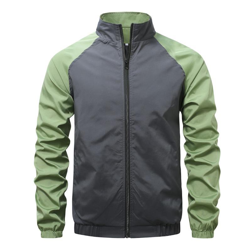 Men S Casual Stand Collar Long Sleeve Patchwork Jacket