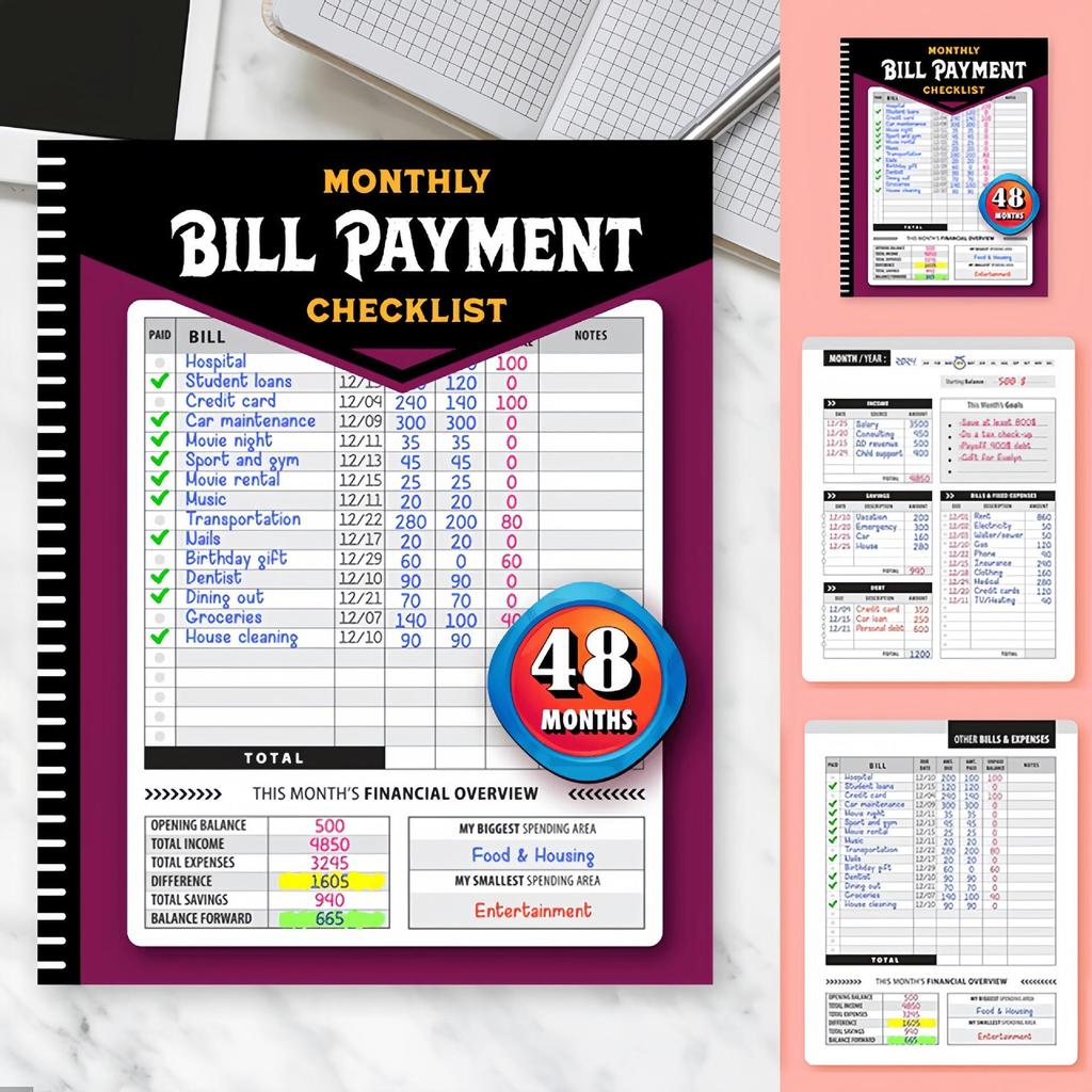 Cross-Border Money Management Notebook: Bill Tracker & Payment Record Book