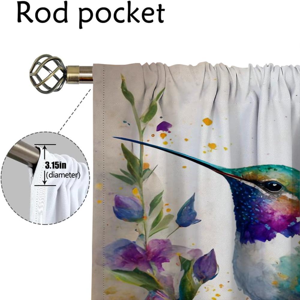 Bug Resistant Window Curtain Room Panel Hummingbird Birds Partition Halloween Decoration Tulle Bedroom Curtains Shades Polyester Washable Ready