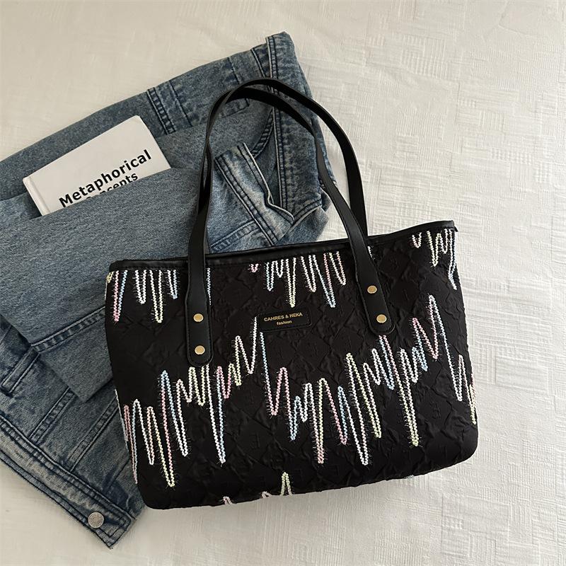 

Персонализированная модная повседневная трендовая сумка-тоут зима новая маленькая свежая для поездок на работу на плечо подмышку женская сумка чёрный