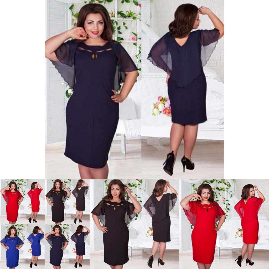 Elegant Women Hollow Out Cape Dress Short Sleeve Clubwear Beach 6xl Large Size Chiffon