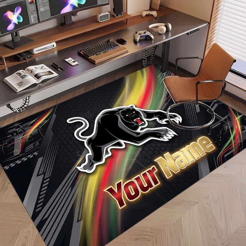 Custom Rug Penrith Panthers Pattern Print Name Text Soft Non‑Slip Floor Carpet for Home Indoor Decoration