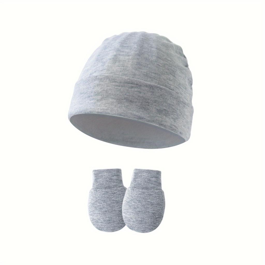 4set Cute Baby Mittens Newborn, No Scratch Baby Boy Mittens, Baby Girl Hat Gloves for Toddlers, Infant, Newborn