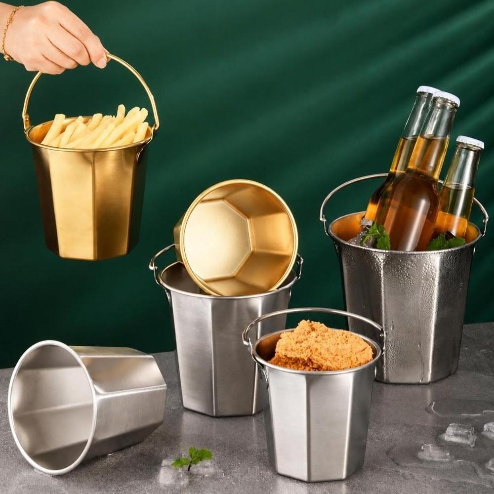 304 Stainless Steel Mini Ice Bucket Silver/Gold Cooling Barrel Champagne Bucket  Household Kitchen