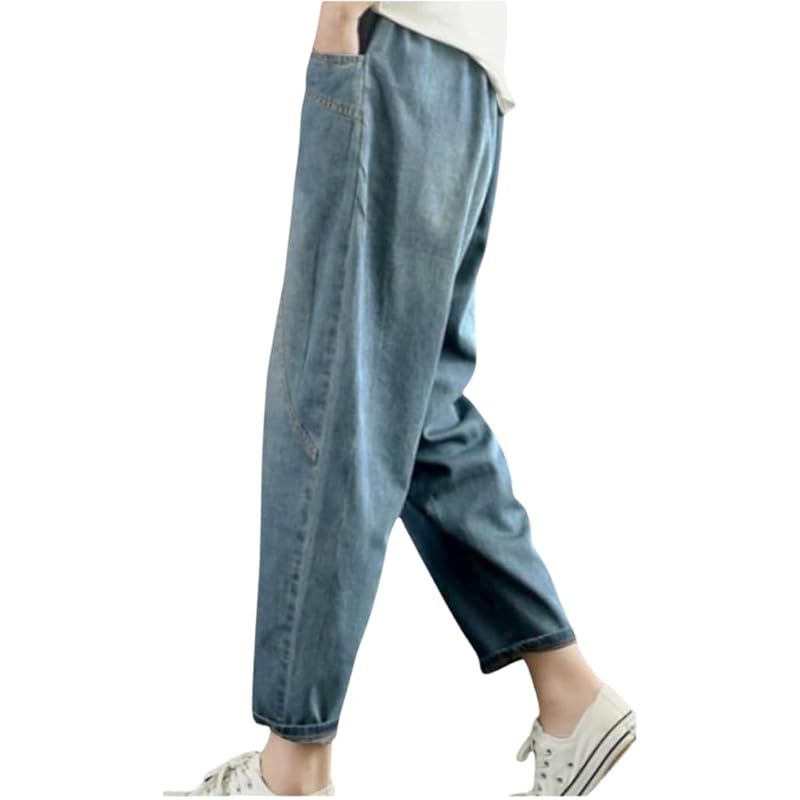 

[Signifie] ladies jeans denim pants wide pants waist elastic Relaxing Going out slimming effect sarouel pants bottoms spring summer autumn winter XL