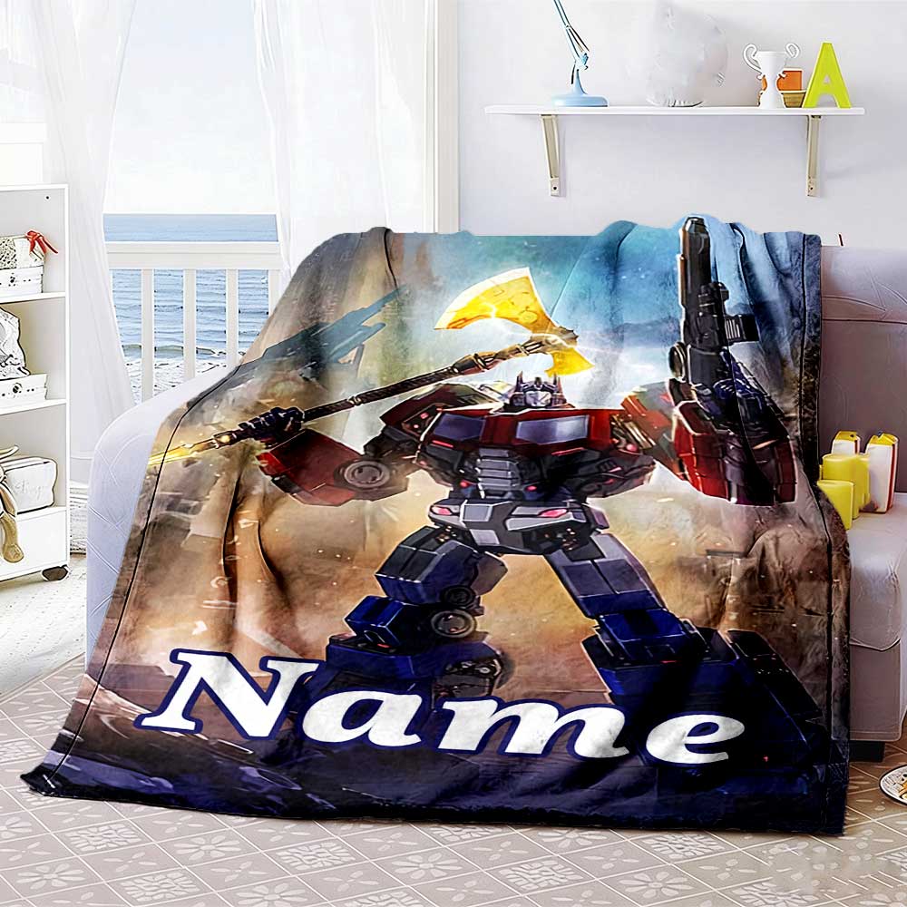Transformers Fans Customize Text Blanket Cozy Personalized Blanket Ultra-Soft Suitable for Chair Office Office Chair Couch All-Season Use