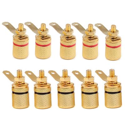 10pcs New Gold Plated Binding Post Amplifier Speaker Audio Connector Terminal