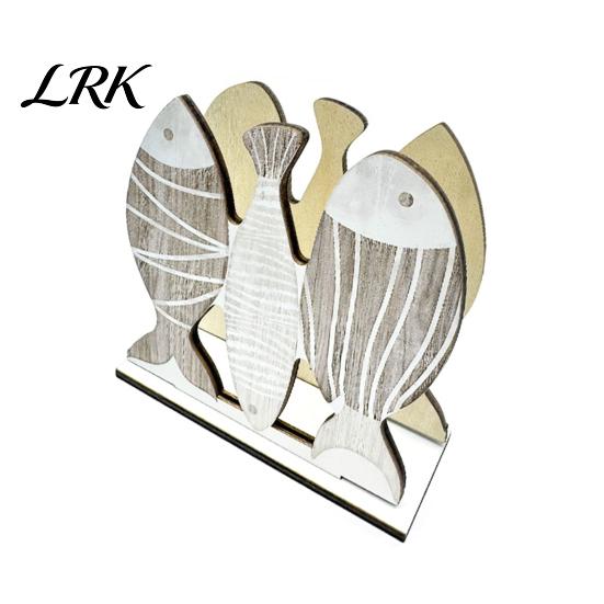 Square Vertical Paper Towel Storage Wooden Napkin Holder, Ocean Style Dispenser, Distressed Wood Rack Ordered Holder for Kitchen Dining Table