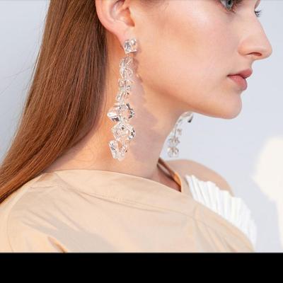925 Silver Needle Tassel Artificial Crystal Retro Simple Earrings for Women Party Fashion Jewelry (5pcs of Free Shipping))