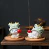 Ceramic Cat Incense Holder: Cute Lion Dance Pet Ornament for Home Décor.