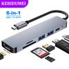 6-in-1-USB-C-Hubs Typ C 3.0-Adapter zu 4K HDMI SD TF-Karte PD-Schnellladesplitter USB-Dockingstationen-Hub für MacBook-Computer