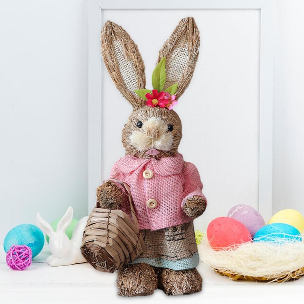 Charming Bunny Statue Handcrafted Rabbit Sculpture Spring Home Accent