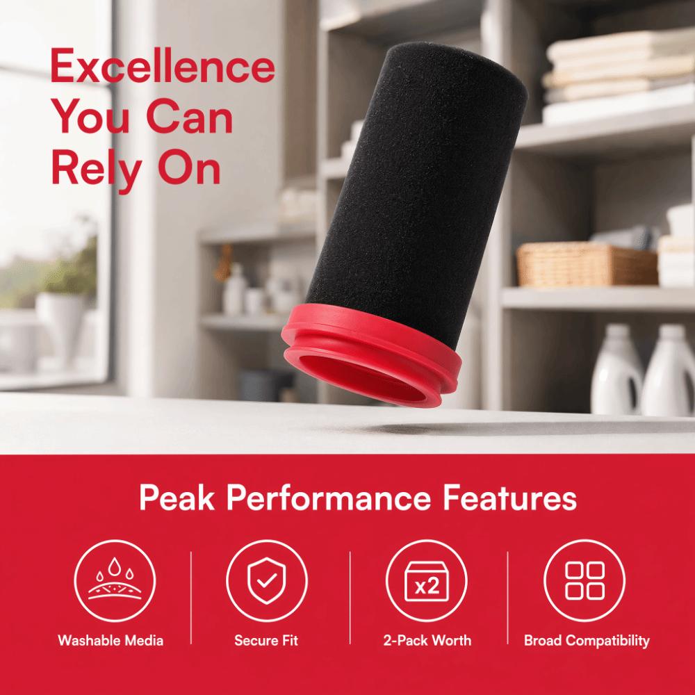 2PCS Cylindrical Vacuum Cleaner Filters for Bosch BBH3Z0025 BBH3PETGB BBH3251GB Hair Trapping
