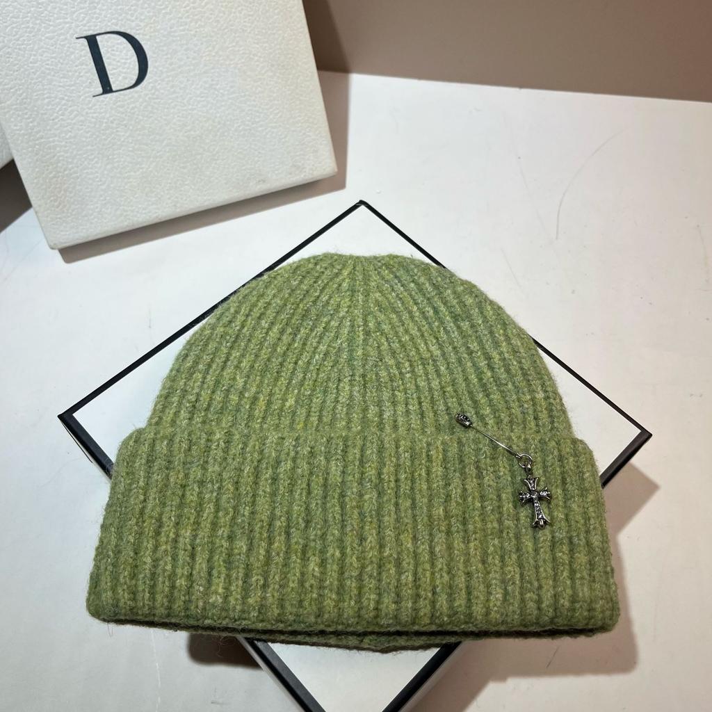 Youth Street Versatile Knitted Hat Cross Pin Personality Men'S And Women'S Warm Wool Hat Trend