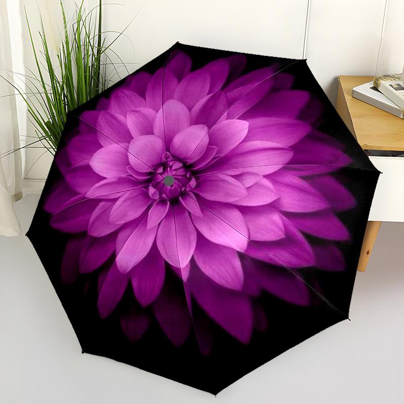 1PC Daisy Flowers Folding Umbrella Fashion Auto-Open Design 8 Iron Ribs Plastic Handle Foldable Sunshade Perfect Christmas Gifts