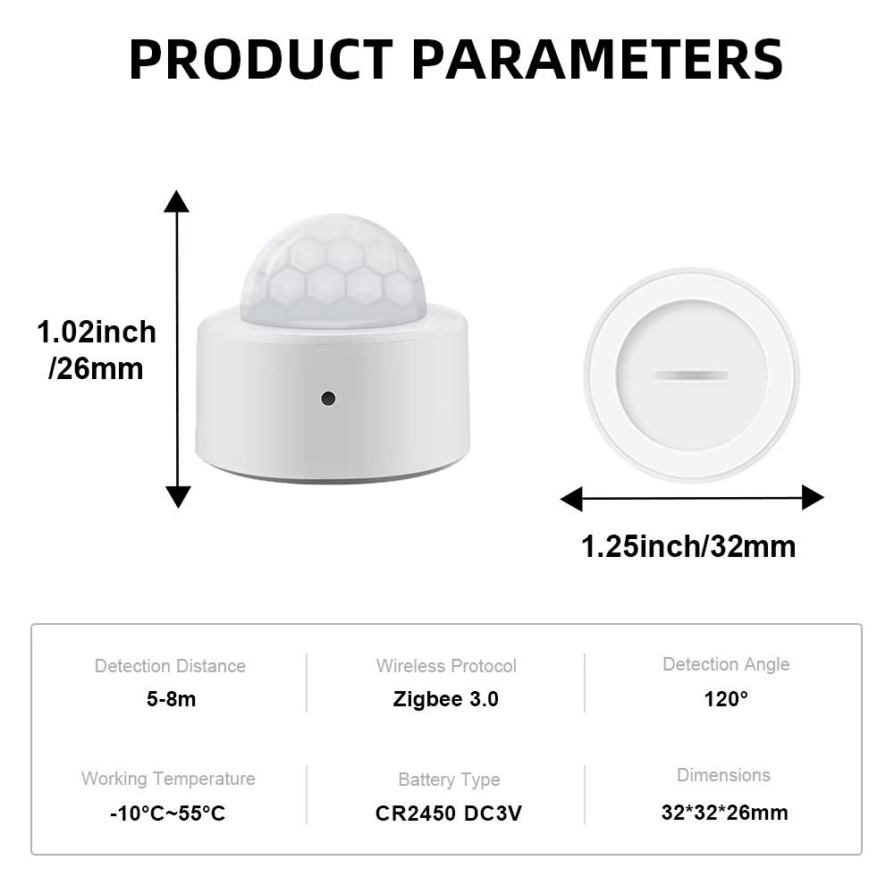 Tuya Zigbee Mini Smart PIR Motion Sensor+Light Sense Human Body Infrared Motion Sensor Anti Theft Remote Control Smart Life