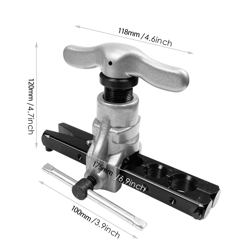 Flaring Tool Set Compatible with 6 Sizes Eccentric Type New Refrigerant Compatible HFS(R) 1/4" 5/16" 3/8" 1/2" 5/8" 3/4" 45°