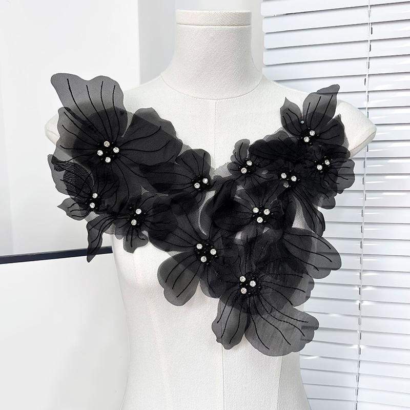 1 ks Čipkované kvety Odevné doplnky Látková dekorácia Nášivka Šijacie potreby Sieťované kvety Látková nášivka DIY 4 farby