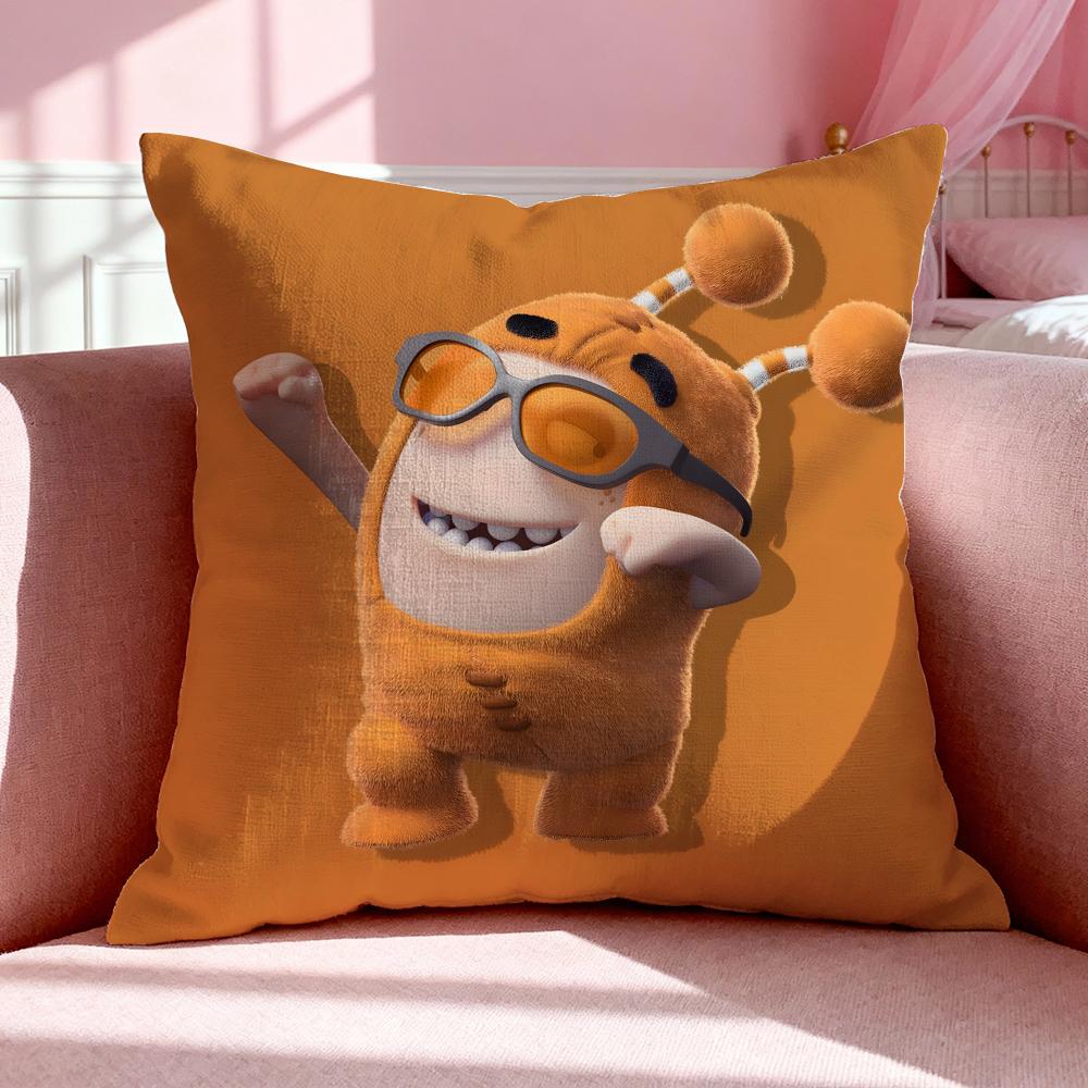Cartoon O-Oddbods Cushion Cover Breathable Linen Pillowcase Summer Odorless Eco-Friendly Invisible Zipper Washable