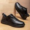 Men's Autumn/Winter Leather Sneakers - Genuine Cowhide, Casual Lace-up, Versatile & Thick-soled