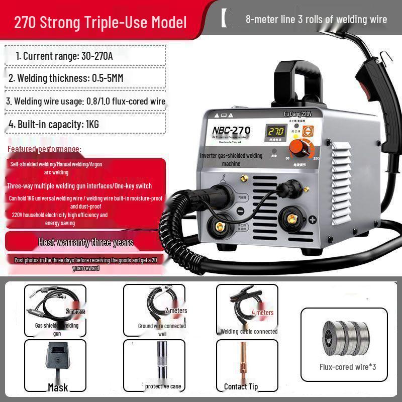 270 MIG/TIG/Stick Welder: 3-in-1 Household Machine, 220V for Small Projects