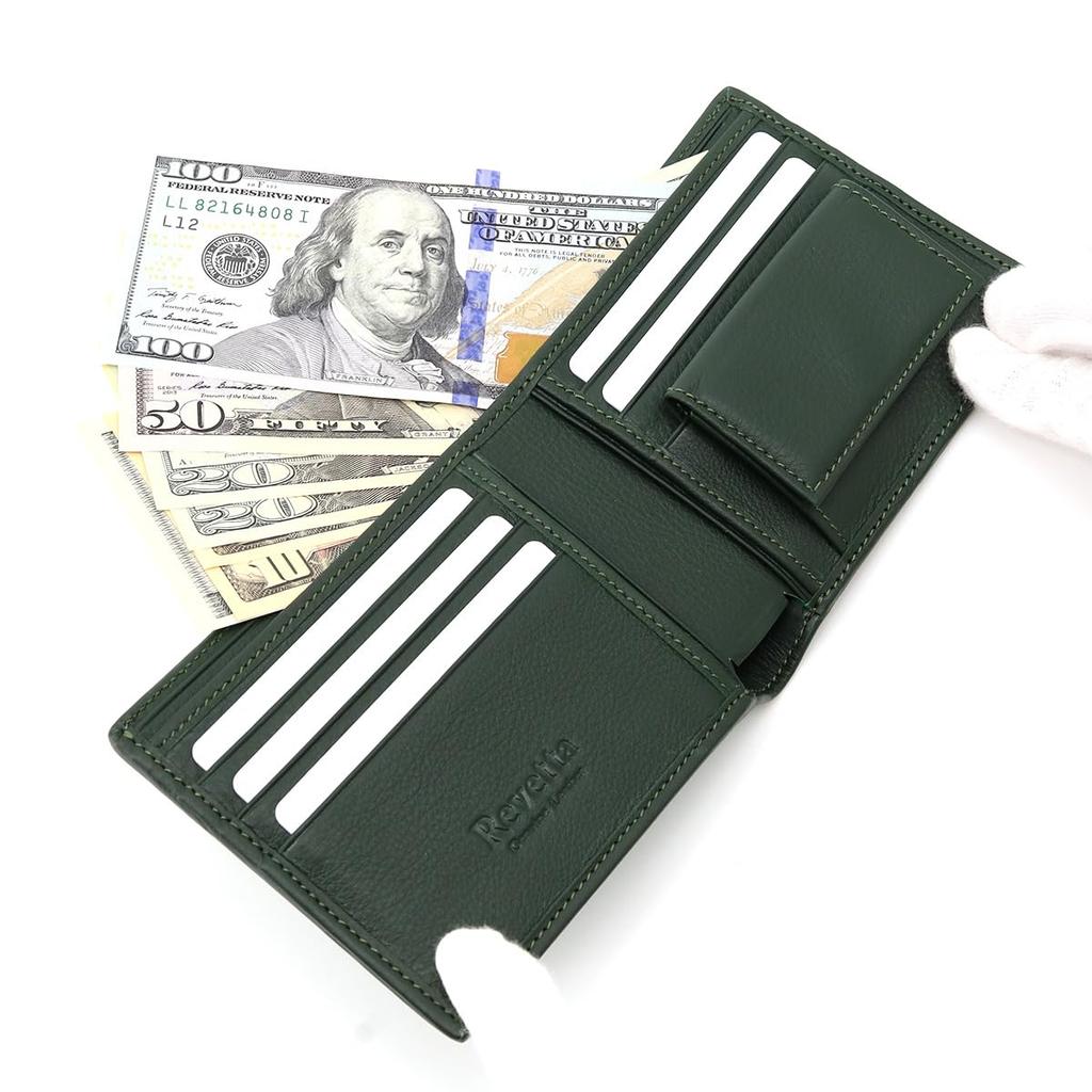 [Revetta] Stingray Leather Bi-fold Wallet, Galuchat, Stingray, Green, Polished Finish, Women's & Men's, Genuine Leather [261stw-3]