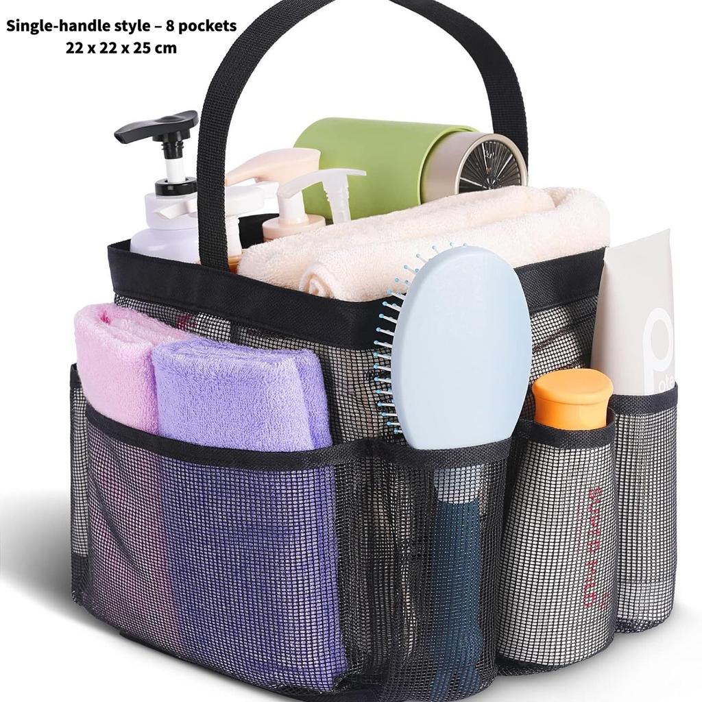 Mesh Shower Caddy Bag Portable Drawstring Bathroom Organizer College Dorm Shower Bag for Gym Swimming Travel Camping