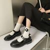 Fashion Black leather shoes for spring summer flat bottom shallow mouth soft sole comfortable simple versatile women's single shoes