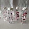 750Ml White Water Bottle Full Printed Cartoon Strawberry Bow Flower Fade Resistant Leakproof Reusable Stylish Cup For Sports