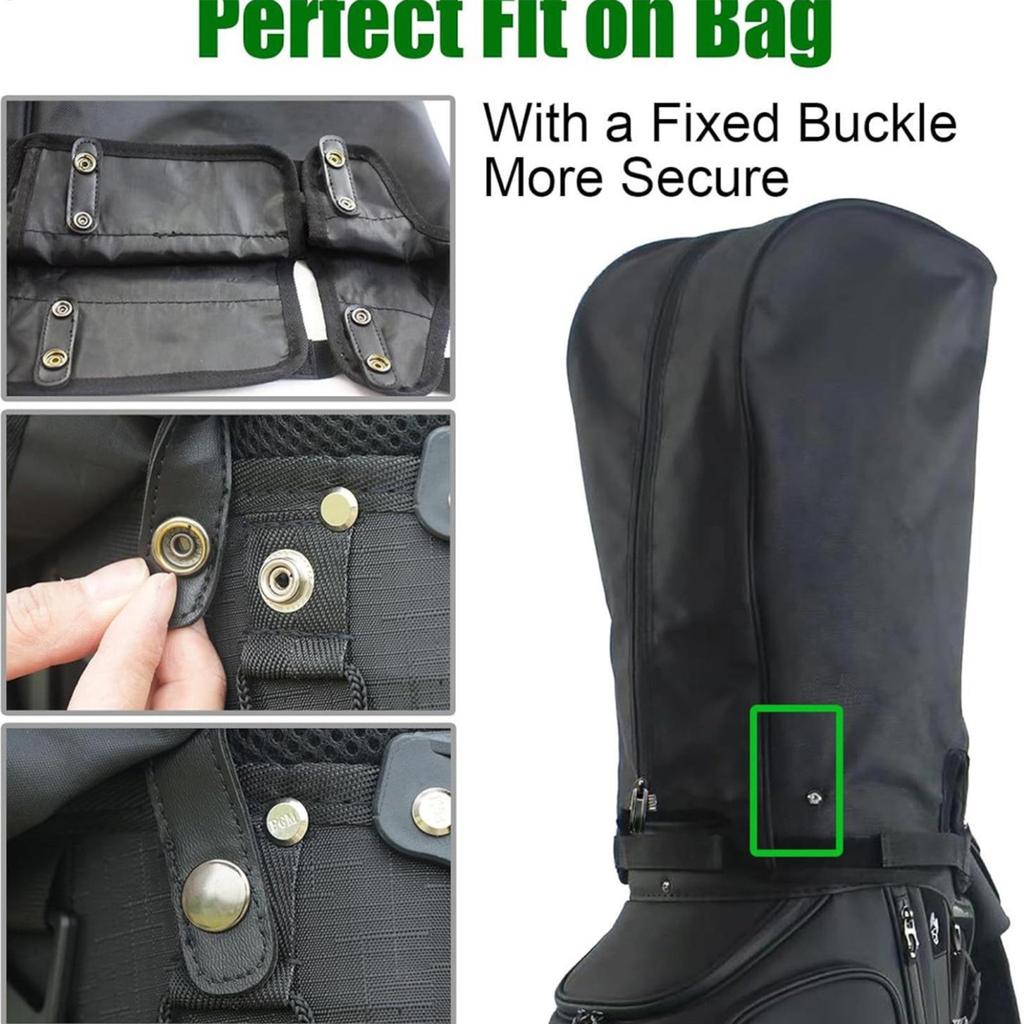 Golf Bag Rain Hood Waterproof Dust Cover with Zipper & Buckle Portable Club Protector for Golfbags/Carry Cart Golf Accessories