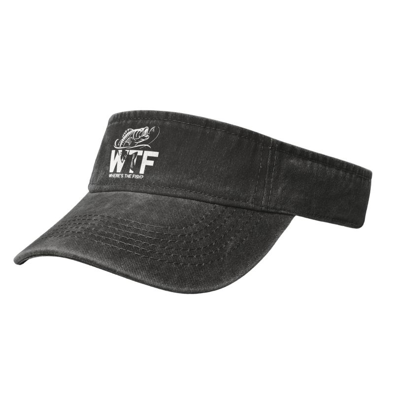 

WTF Where s The Fish Print Sport Sun Visor Hats Cotton Baseball Cap Empty Top Baseball Sun Cap for Men Women Running Golf Tennis
