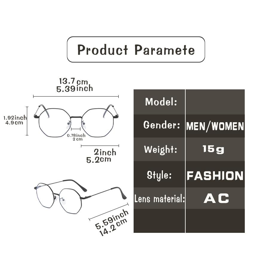 Unisex Photochromic Polygonal Glasses Lightweight Comfortable Trendy Color-Changing Lenses Gift for Friends And Family