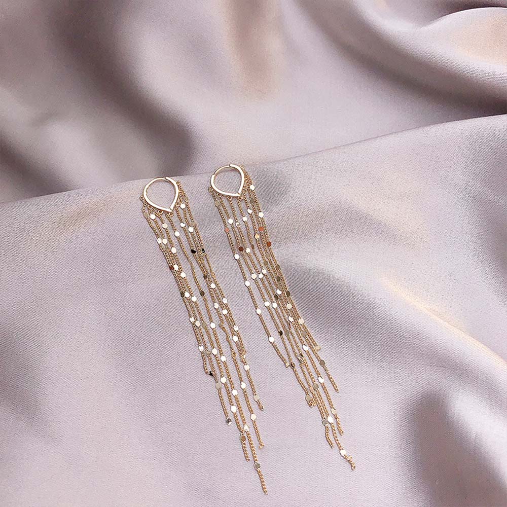 

Temperament Korean Metal Women Heart Tassel Ear Stud Fashion Jewelry Dangle Earrings Earrings