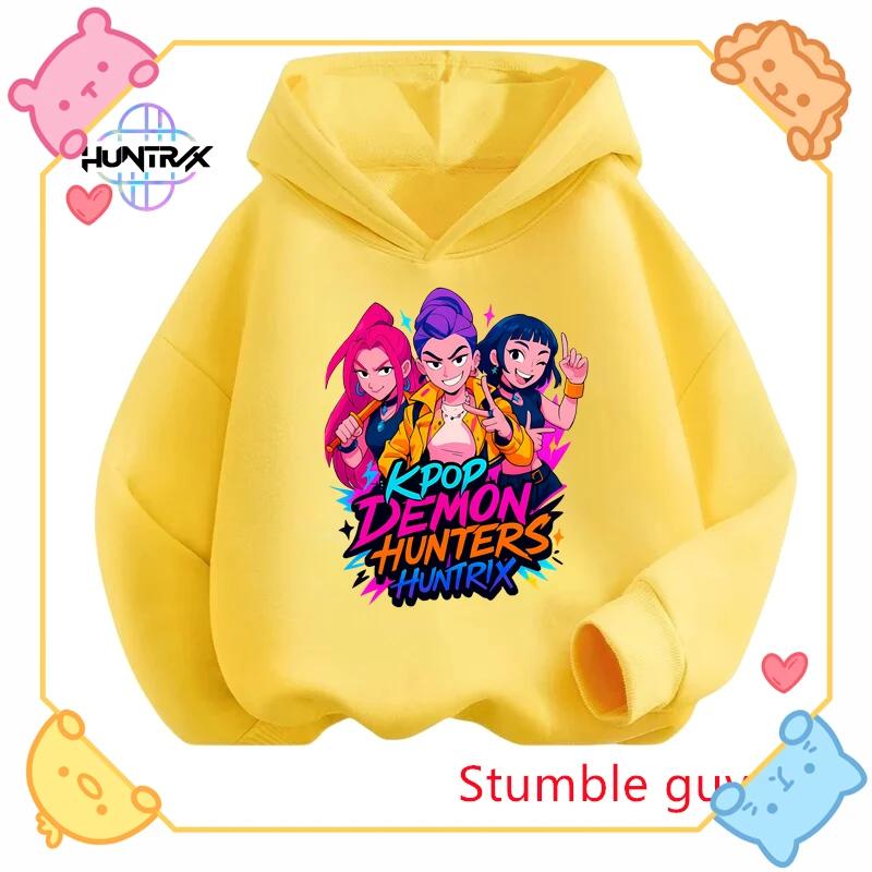 K-pop Demon Hunter Boy Hoodie for Kids Halloween Christmas Soft and Warm Fashion Anime Print Comfortable Pullover