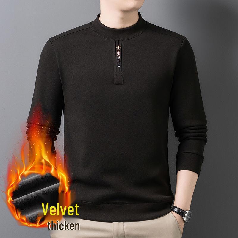 Herren Warmer Fleece-Pullover mit halbem Stehkragen und Plus-Samt - Verdickte Innenschicht für Herbst/Winter 2025
