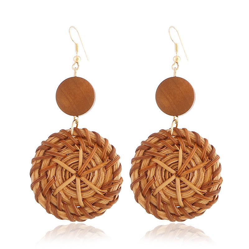 Earrings Leaf Earrings Gold Simple Double Layer Hollowed Out Leaf Earrings Vintage Double Layer Teardrop Straw Large Circle Women's Earrings
