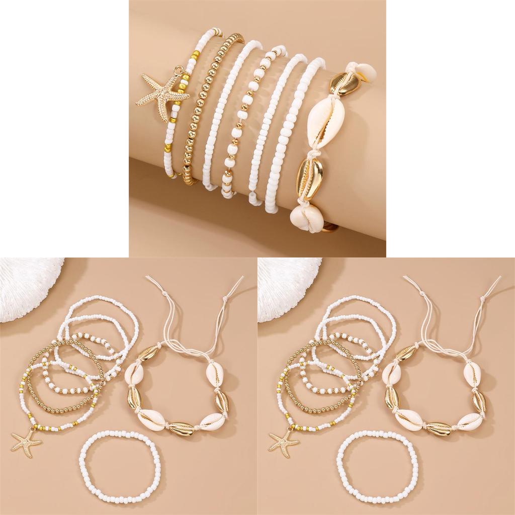 Bohemian Style Multilayer Glass Shell Jewelry Set For Women Gift