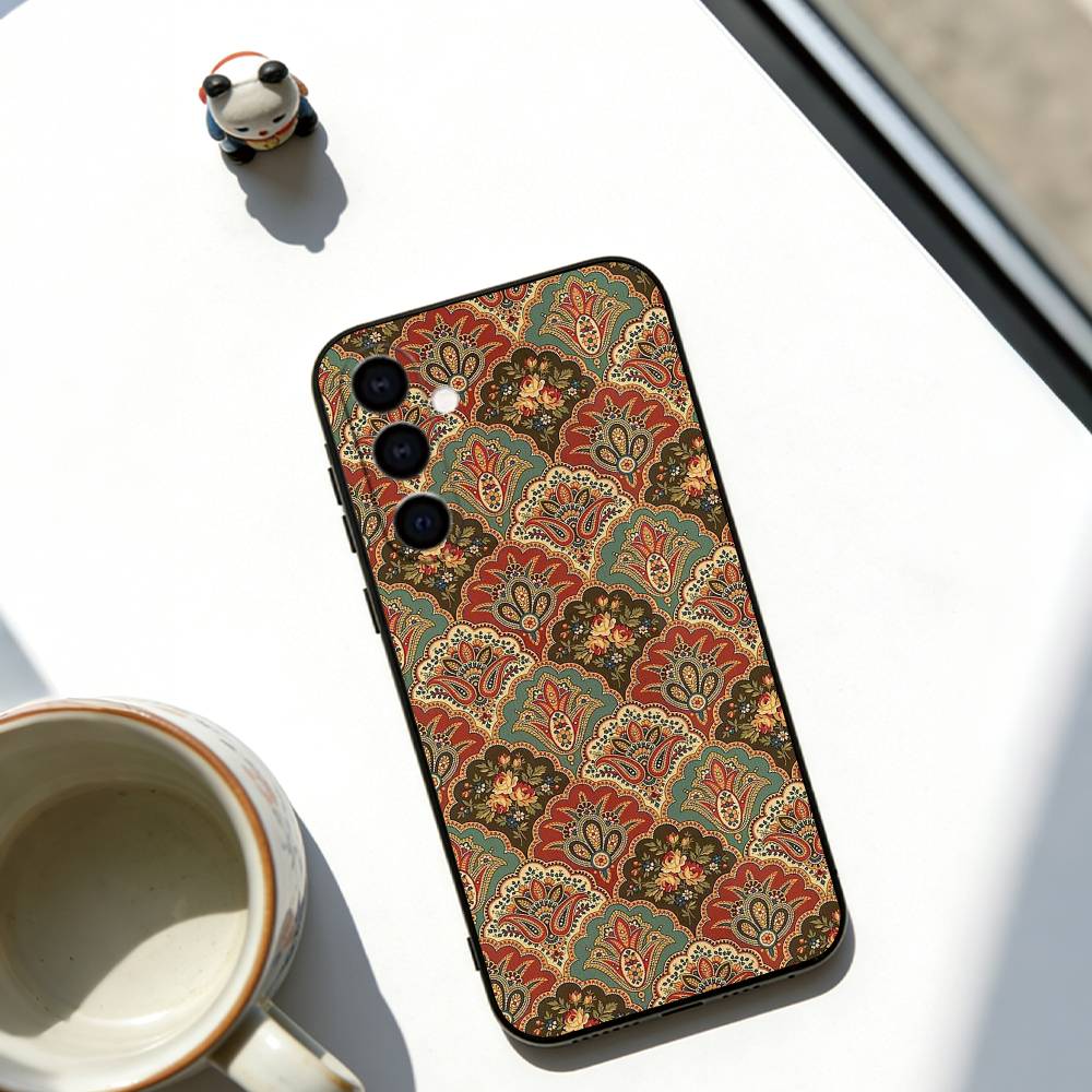 

Persian Carpet Floral Pattern Phone Case For Samsung Galaxy A73,A72,A71,A70,A53,A52,A51,Soft Silicone Black Cover Samsung a41