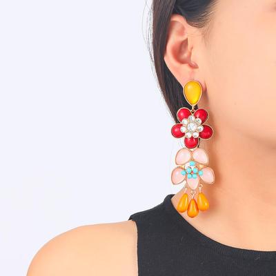 Pinkdudu Bohémský Styl Módní Květinové Visací Náušnice Evropské Americké Zveličené Niche Ručně Vyráběné Náušnice PD2183