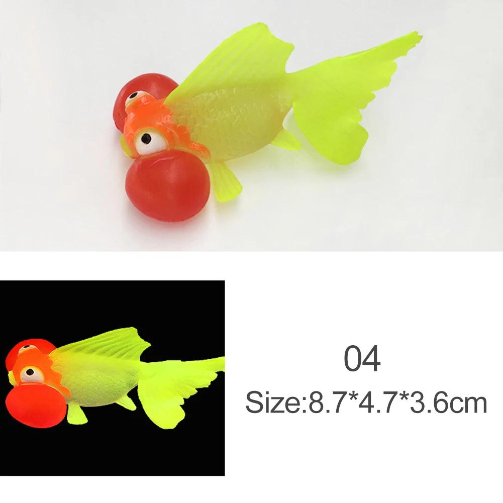 Glow In The Dark Artificial Aquarium Fishes Realistic Moving Floating Colorful Goldfish Fake Fish Ornament for Aquarium Tank
