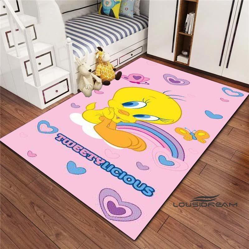 3D printed cartoon TweetyBird rug, suitable for living rooms, bedrooms, sofas, balconies, gardens, etc. Large-sized decorativ