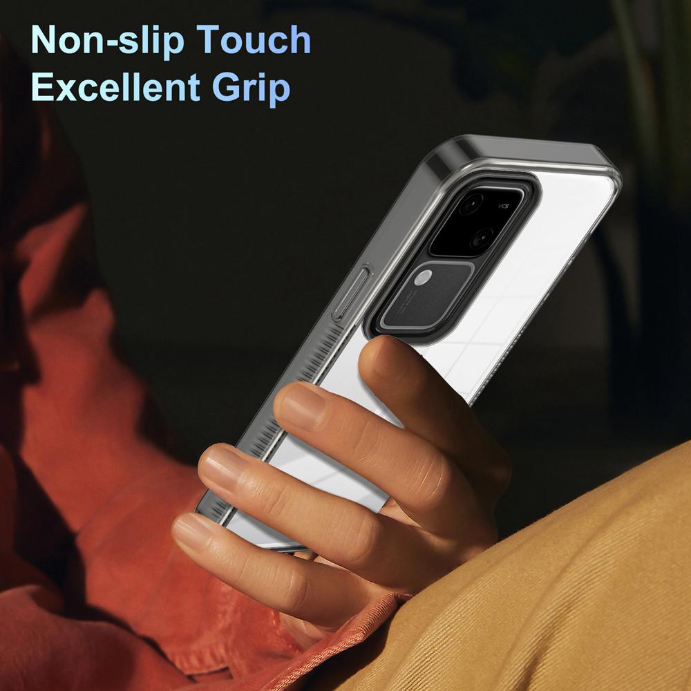 KEYSION Transparent Case for VIVO V30 Pro 5G V30 Soft TPU+PC Anti-slip HD Clear Shockproof Phone Back Cover for VIVO V30 5G