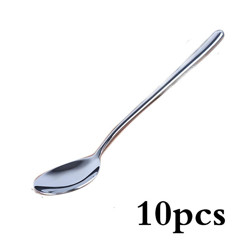 8.7'' Long Hand Grip Dinner Spoon Stainless Steel Table Spoon Round Dessert Mixing Scoop Hollow Handle Cooking Room Tableware 2/6/10Pcs