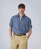 Geonjiulleunseu Chambray Work Short Sleeve Shirt - Deep Blue