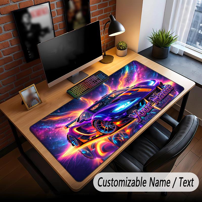 Auto-Rennsport-Thema Benutzerdefiniertes Mauspadd Personalisiert mit Namens-Text Angepasste Schreibtischmatte für Büro Heimdekoration