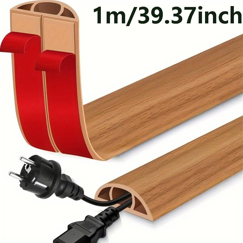 

1pc Self-Adhesive PVC Floor Wire Protector - Anti-Kick Flexible Cable Cover for Thick 3-Hole Power Cords, Office & Home