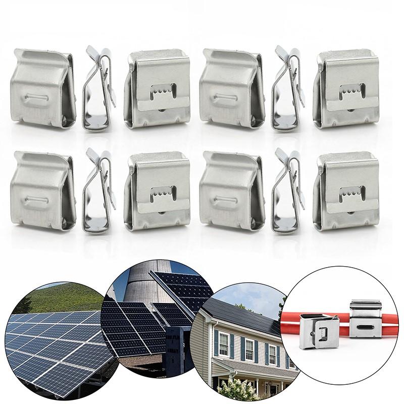 20/30/50/100Pcs Solar Panel Cable Clips Stainless Steel PV Wire Clip Fixing Clamps For 4 Square 2 Wires Cable Wiring Accessories