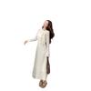 Women's High Neck Lace Crochet Dress with Bow Tie Waist, Long Sleeve, New 2026 Style